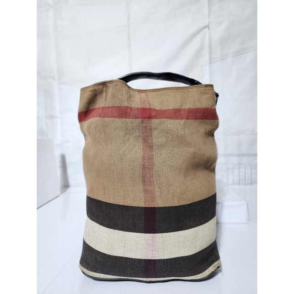 BURBERRY Canvas Mega Check Medium Ashby Hobo Saddle Bag Brown/Beige - Picture 3 of 14